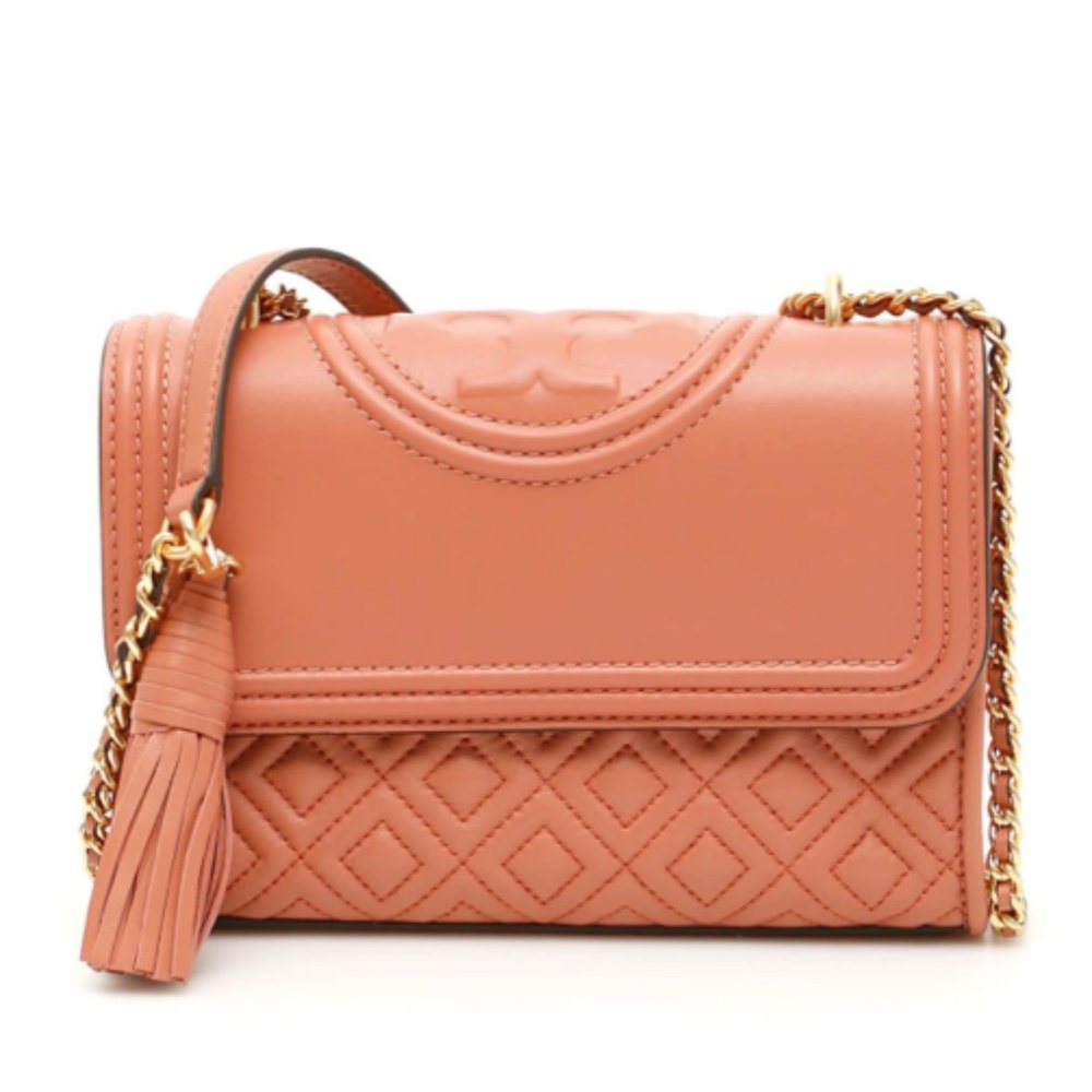 Tory Burch Fleming Coral Sunset Pink Small Convertible Shoulder/Crossbody Bag - Picture 3 of 16